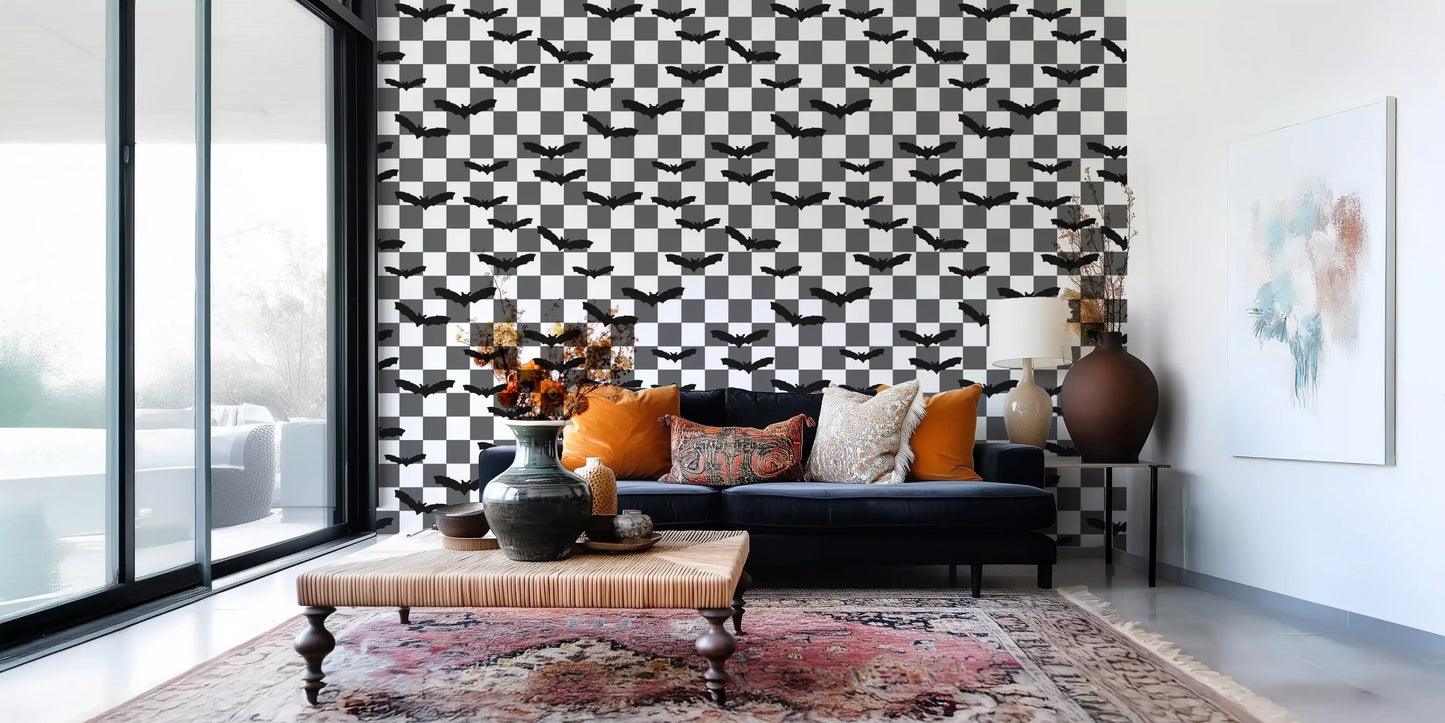 Home feature wall showing ancient forest acorns wallpaper pattern
