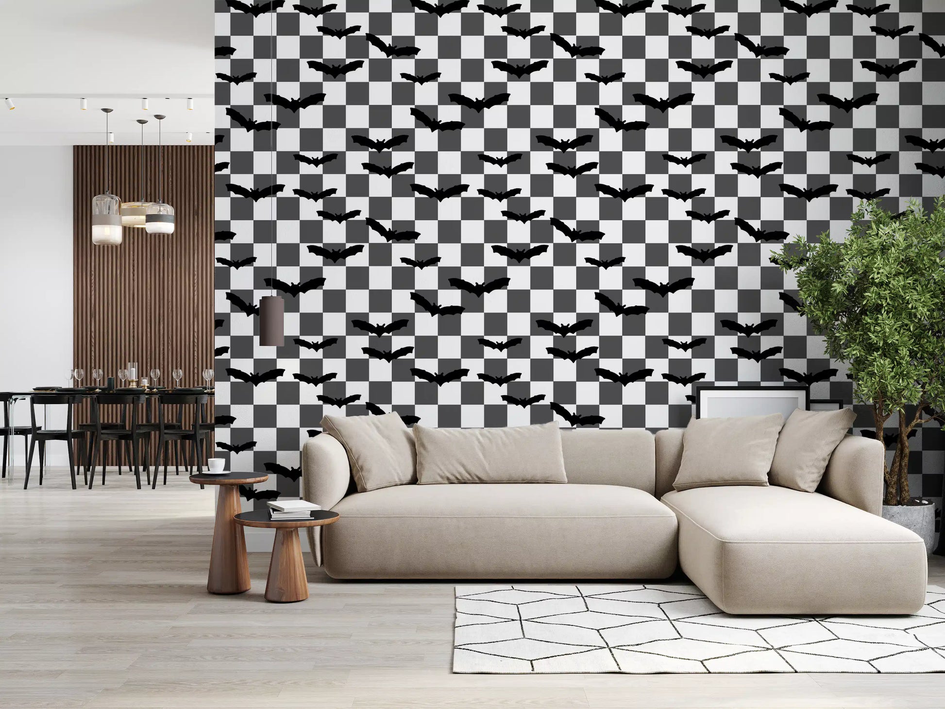 Ancient forest wallpaper showing mushrooms, leaves, and acorn accents