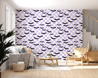 Lilac checkerboard with black bats in Checkered Bats Wallpaper design