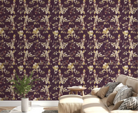 Plum blossom wallpaper showing layered trails and vintage floral detail