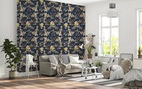 A flowing layout shapes this Forest Green Floral Trail Wallpaper beautifully
