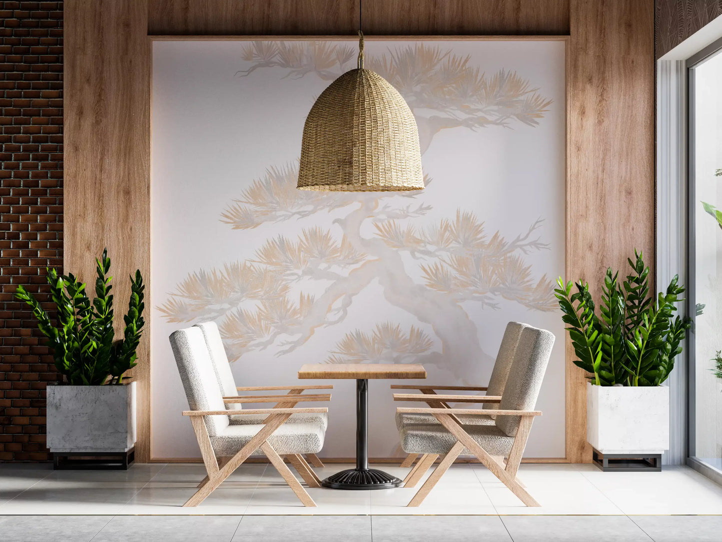 Matsu furu pastell japansk stil veggmaleri