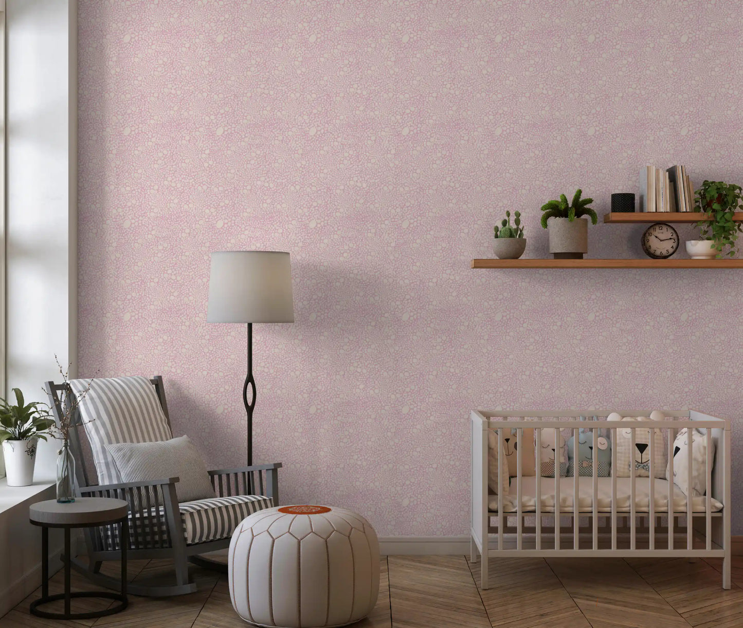 Papel Tapiz Blush Pebble Bloom en Tonos Pastel Rosados