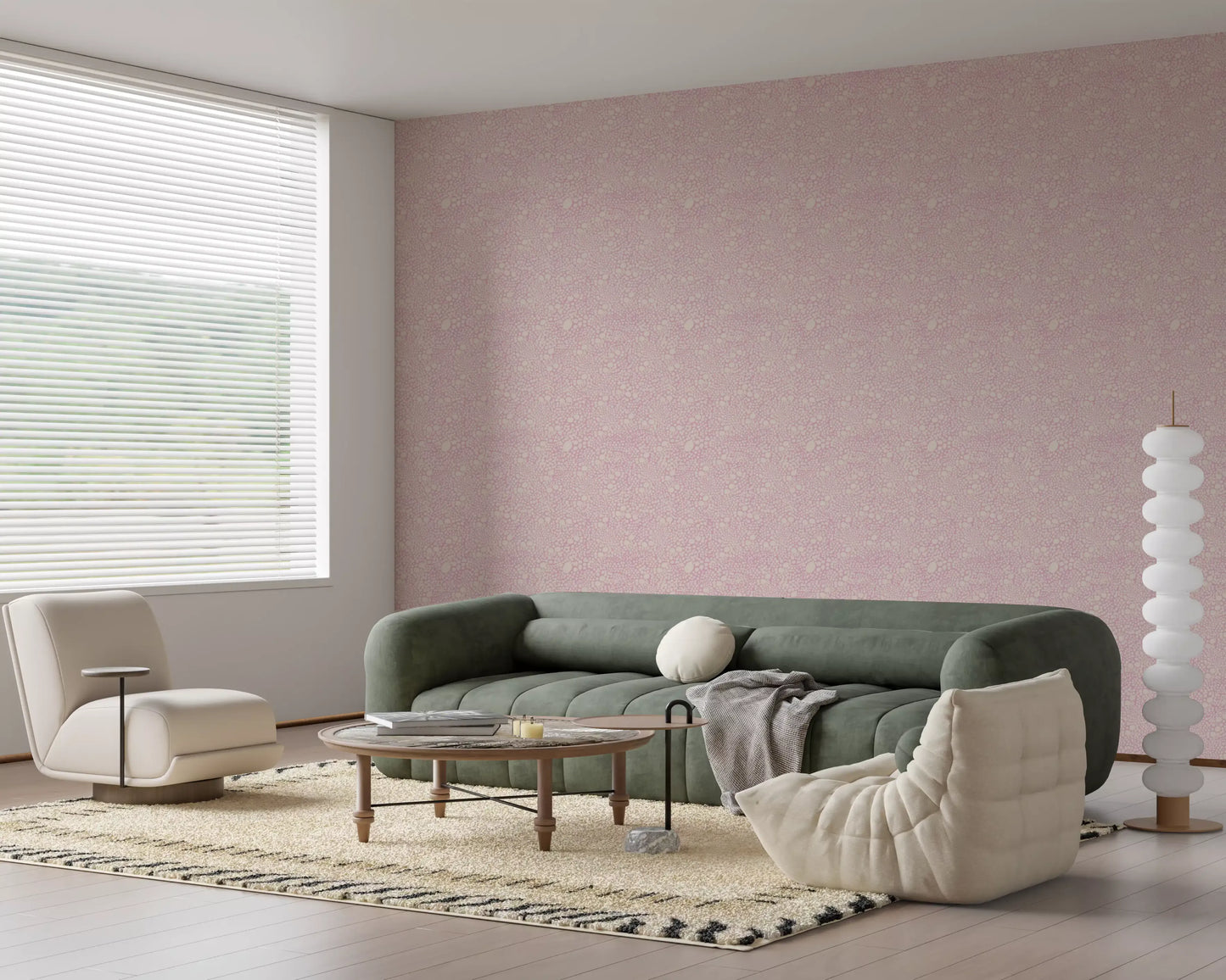 Papel Tapiz Blush Pebble Bloom en Tonos Pastel Rosados