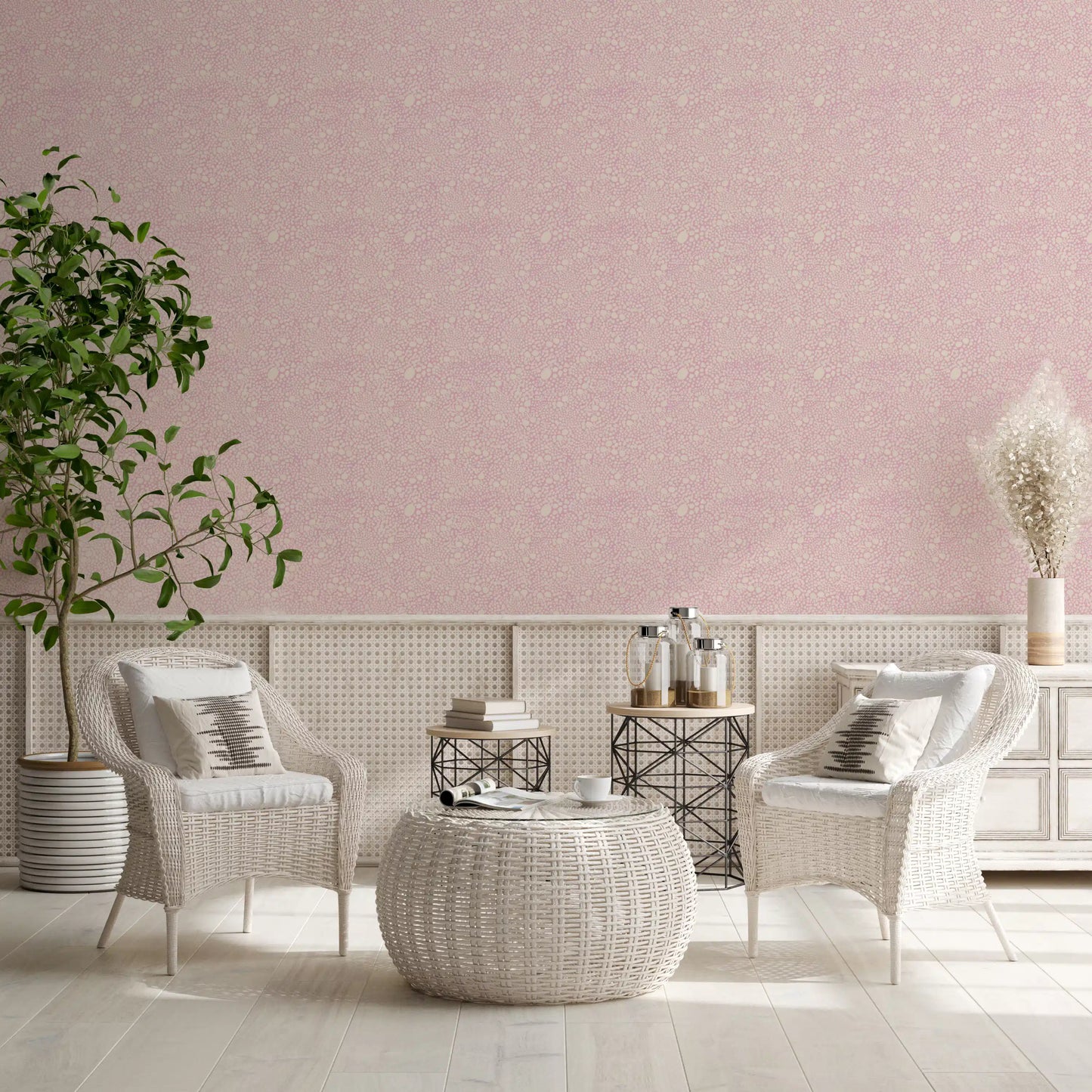 Papel Tapiz Blush Pebble Bloom en Tonos Pastel Rosados
