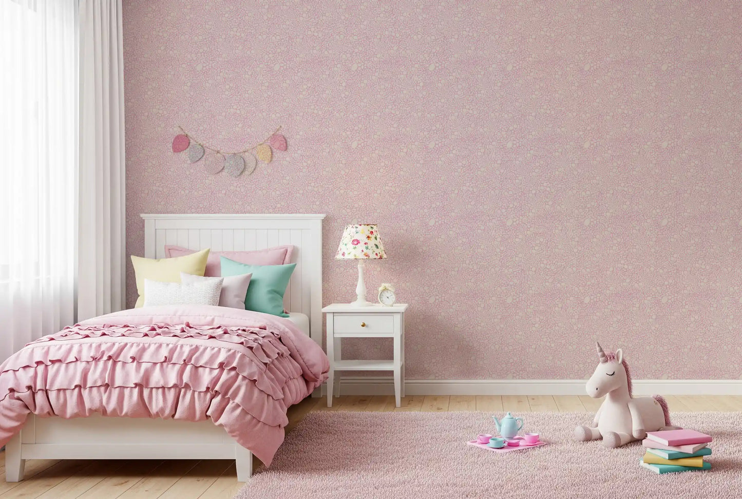 Papel Tapiz Blush Pebble Bloom en Tonos Pastel Rosados