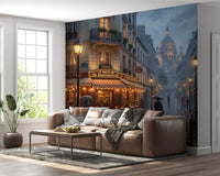 Le Moulin de Montmartre café sits at the heart of Parisian Rain wall mural.
