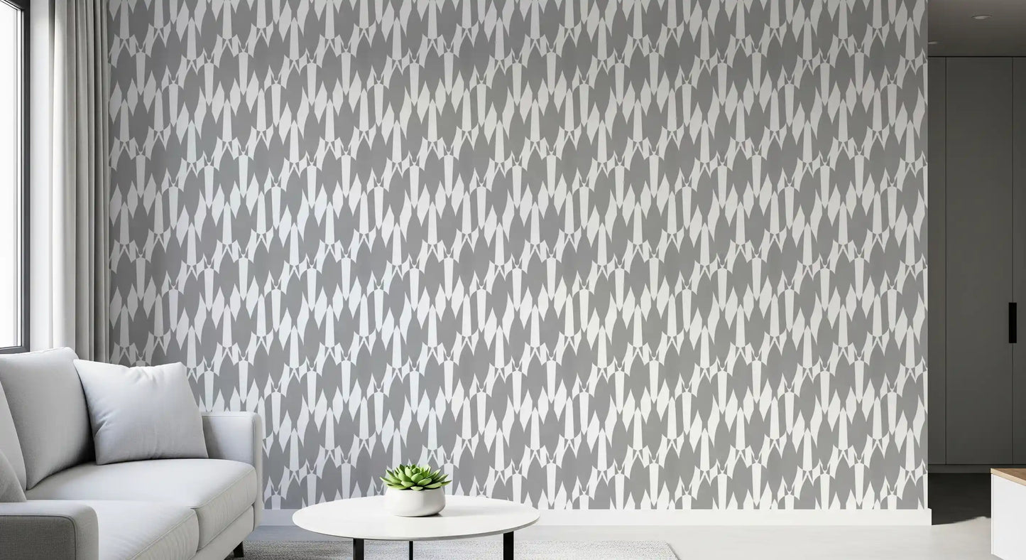 Living room feature showcasing teardrop geometry pattern wallpaper