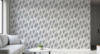 Living room feature showcasing teardrop geometry pattern wallpaper