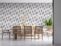 Intricately detailed teardrop wallpaper showing layered white shapes on gray