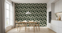 Crown-shaped geometric crest pattern filling the Dining room in vertical rhythmic stacking