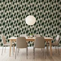 Repeating chevron crests build continuous line down the modern geometric wallpaper