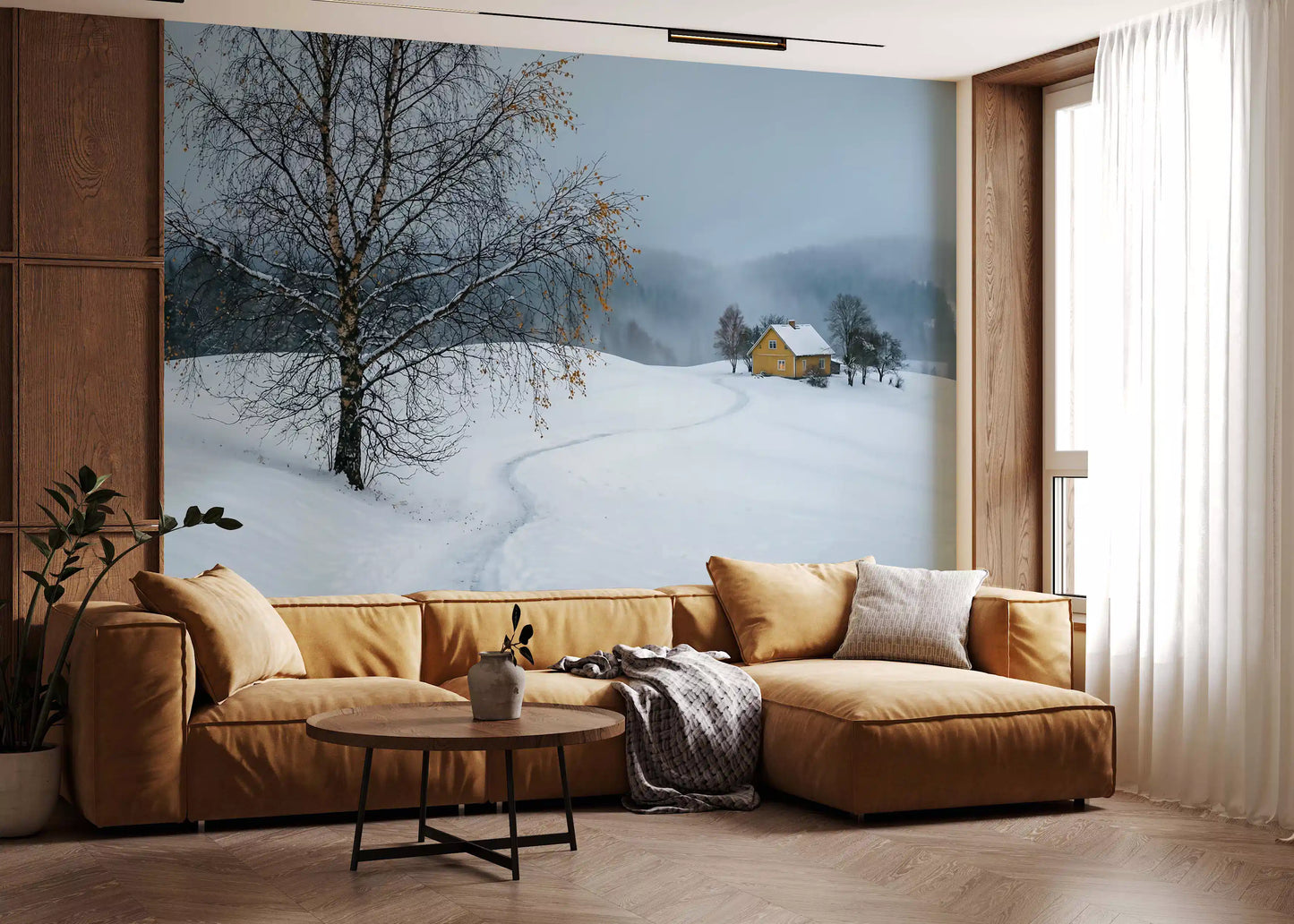 Mural de Pared Camino Nevado hacia la Casa Amarilla
