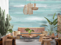 Soft horizontal brushstrokes across the Aqua Horizon wall mural surface