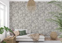 Boho Muschel- & Korallengraue Tapete⁠