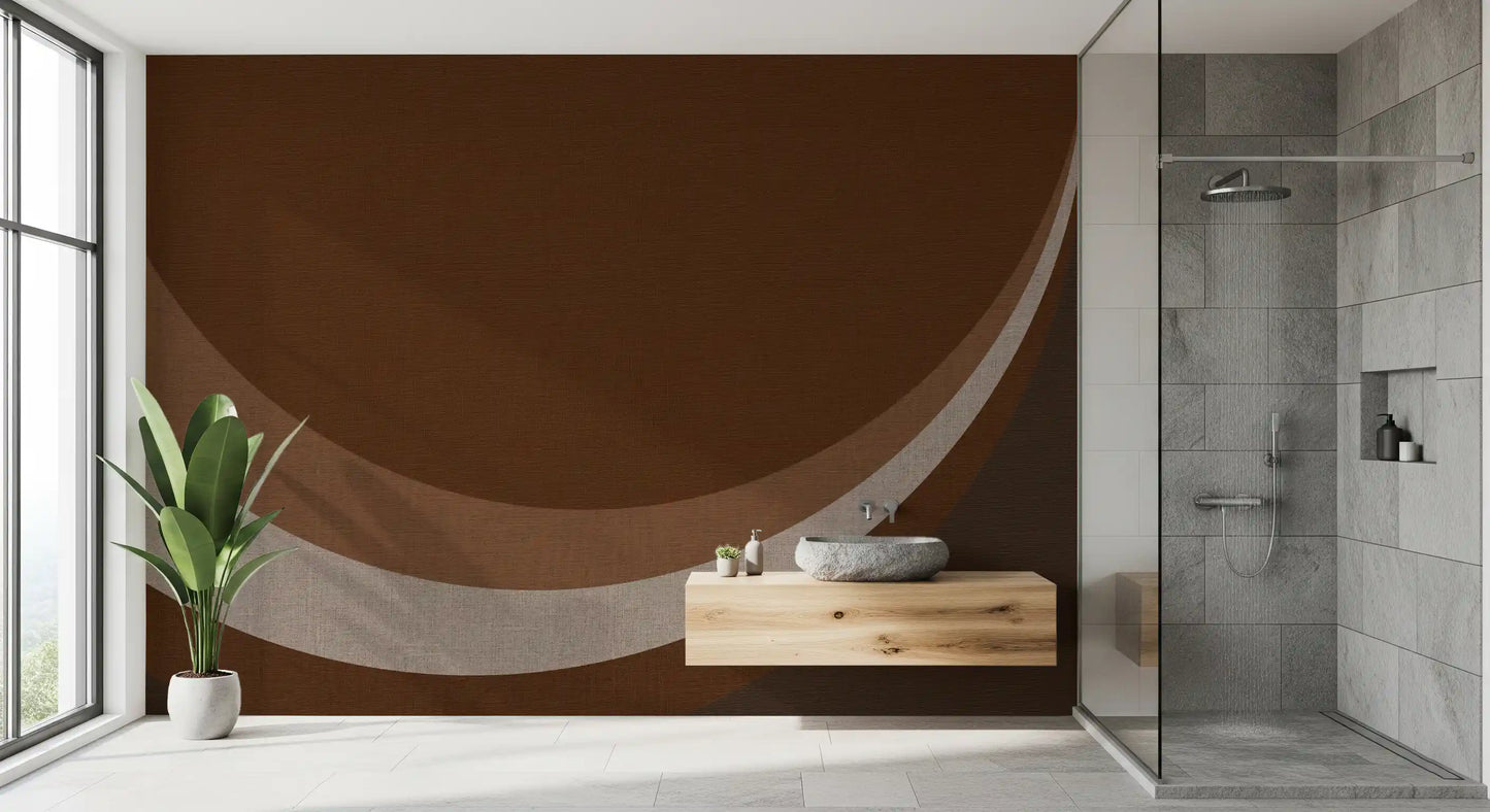 Cocoa Rhythm Waves abstrakti geometrinen seinämaalaus