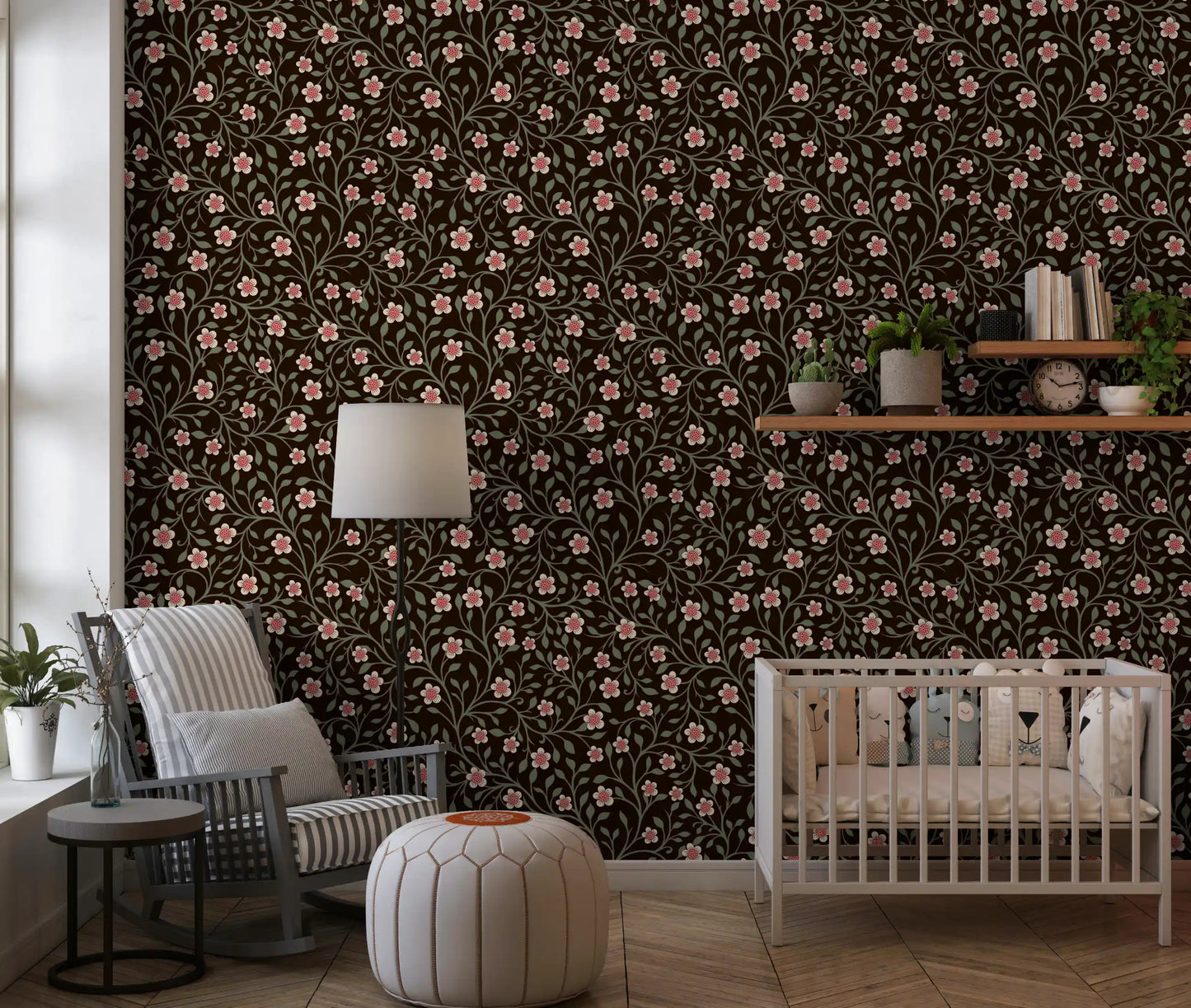 Papier peint Charme Botanique Sombre