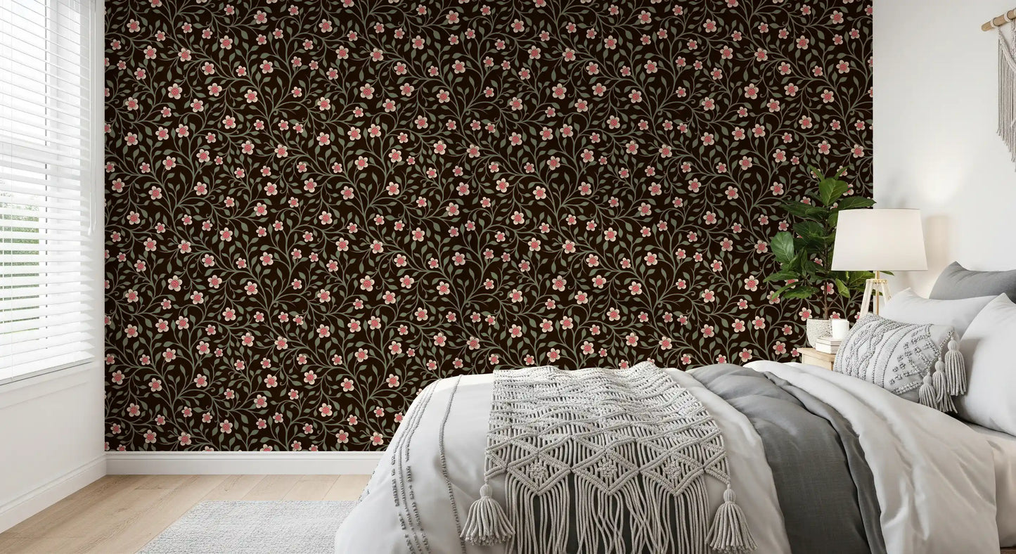 Papier peint Charme Botanique Sombre