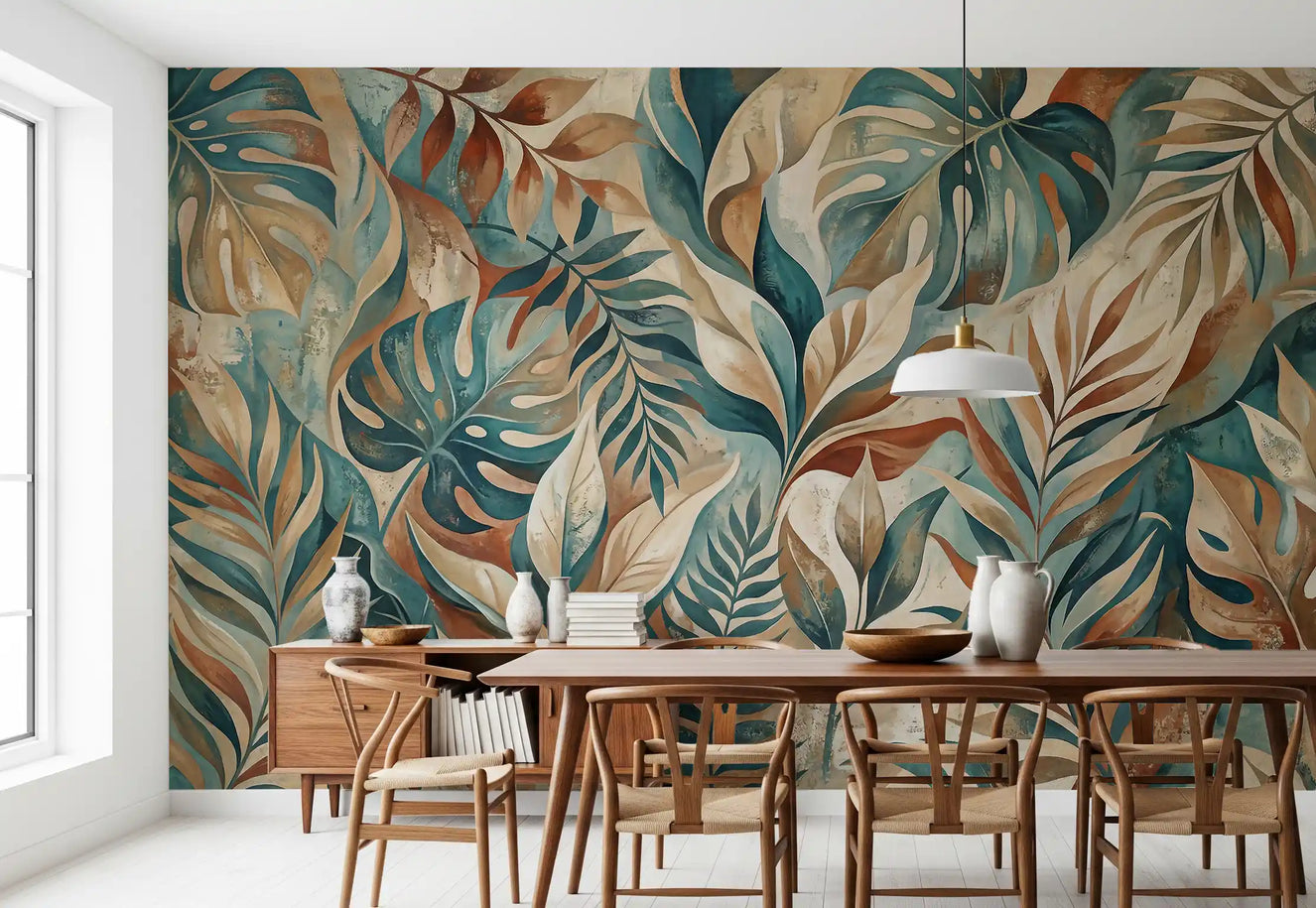 Malereihafte tropische Blattwandtapete