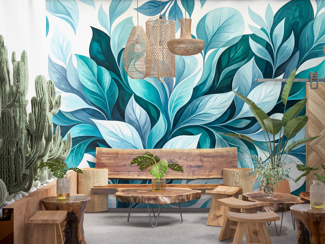 Wandbild Teal Foliage Flow