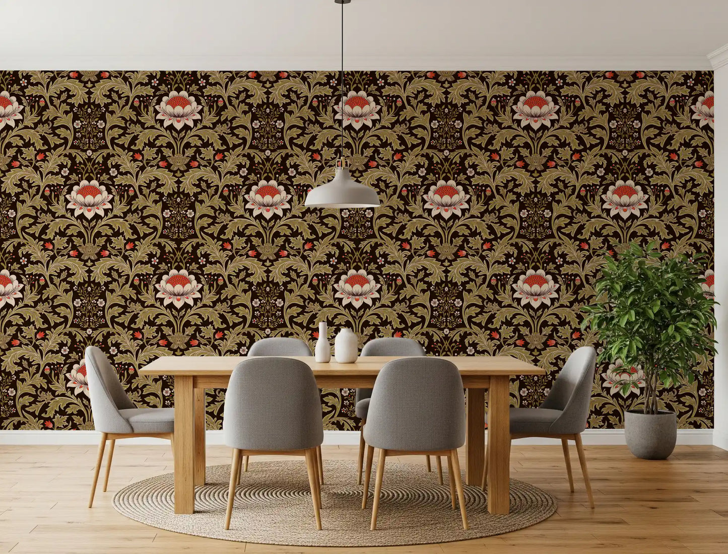 Arts & Crafts Botanical Tapestry Wallpaper⁠