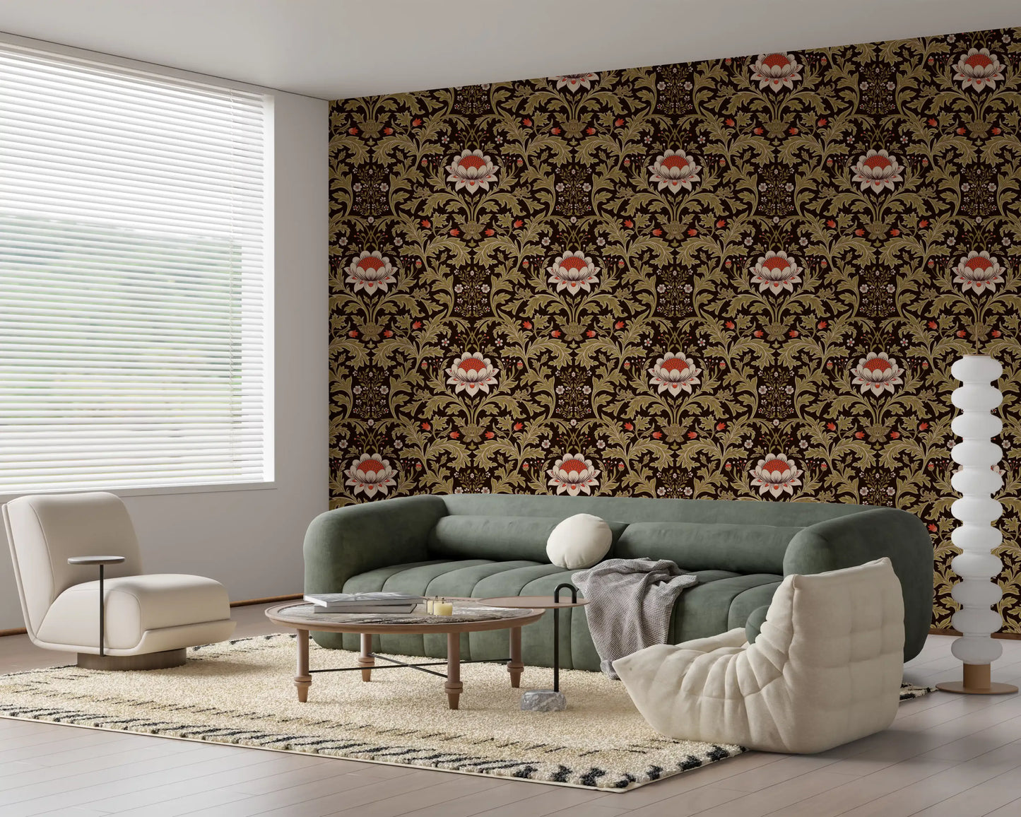 Arts & Crafts Botanical Tapestry Wallpaper⁠