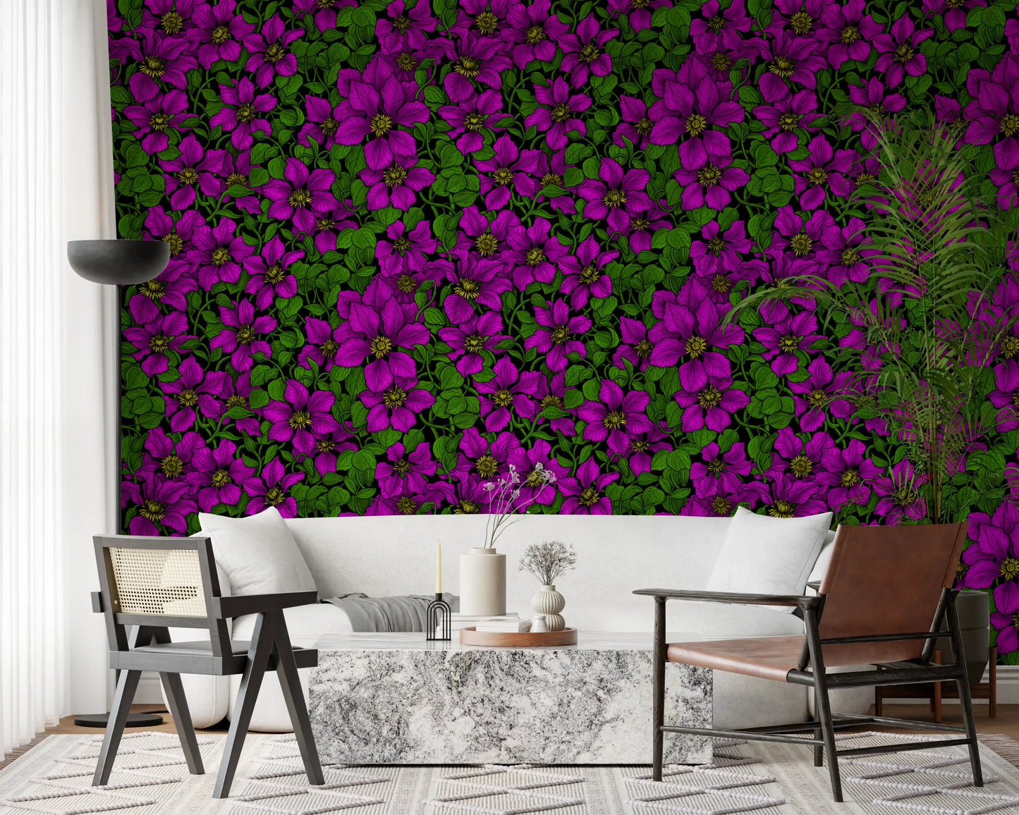 Pink Clematis vine Wallpaper⁠