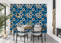 Yellow centers highlight the white blossoms on this daisies wallpaper.