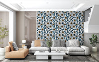 View of the Daisies on white Wallpaper showing blue stems.