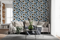 Relaxing lounge area enhanced by this Daisies on white Wallpaper.