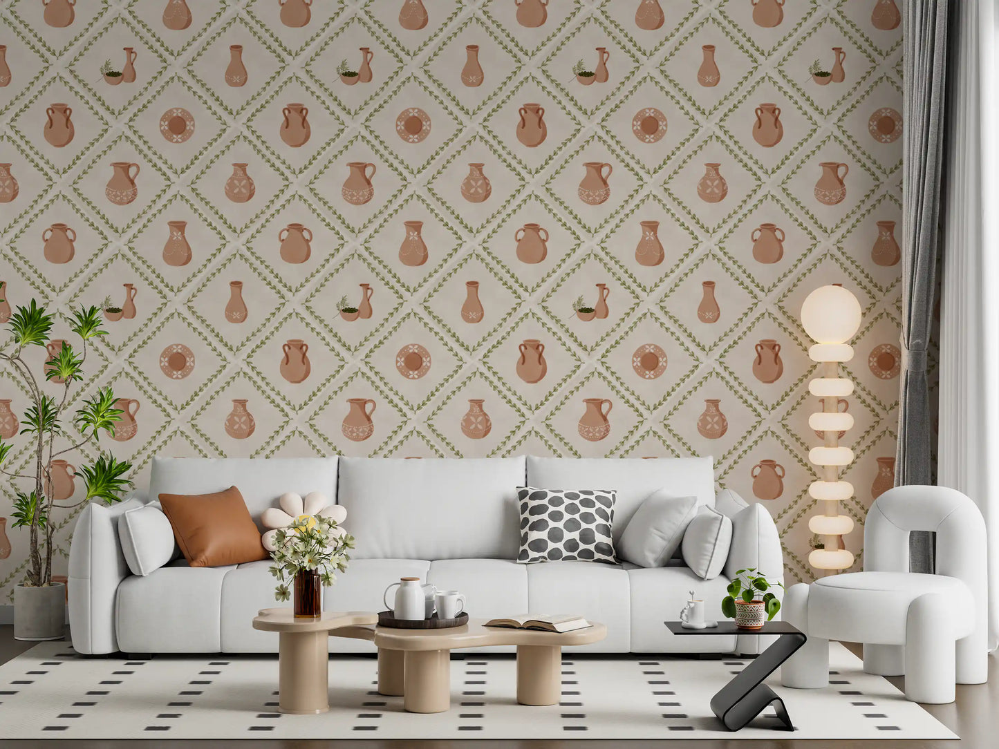 Tapete mit toskanisch verzierten Keramikfliesen