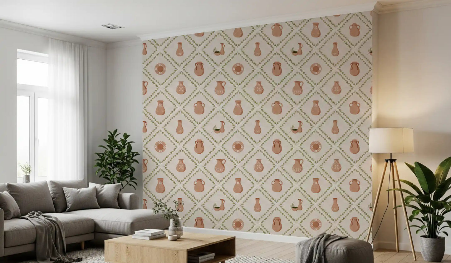 Tapete mit toskanisch verzierten Keramikfliesen