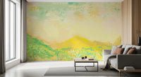 Close view of the Golden Meadow Whispers wall mural