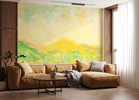 Lounge setting enhanced by an impressionism wall mural