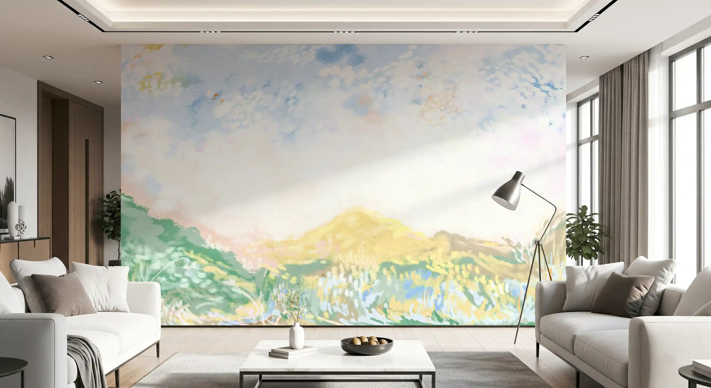 Dromerige Horizon Kleuren Weide impressionistische olieverf Muurmuur