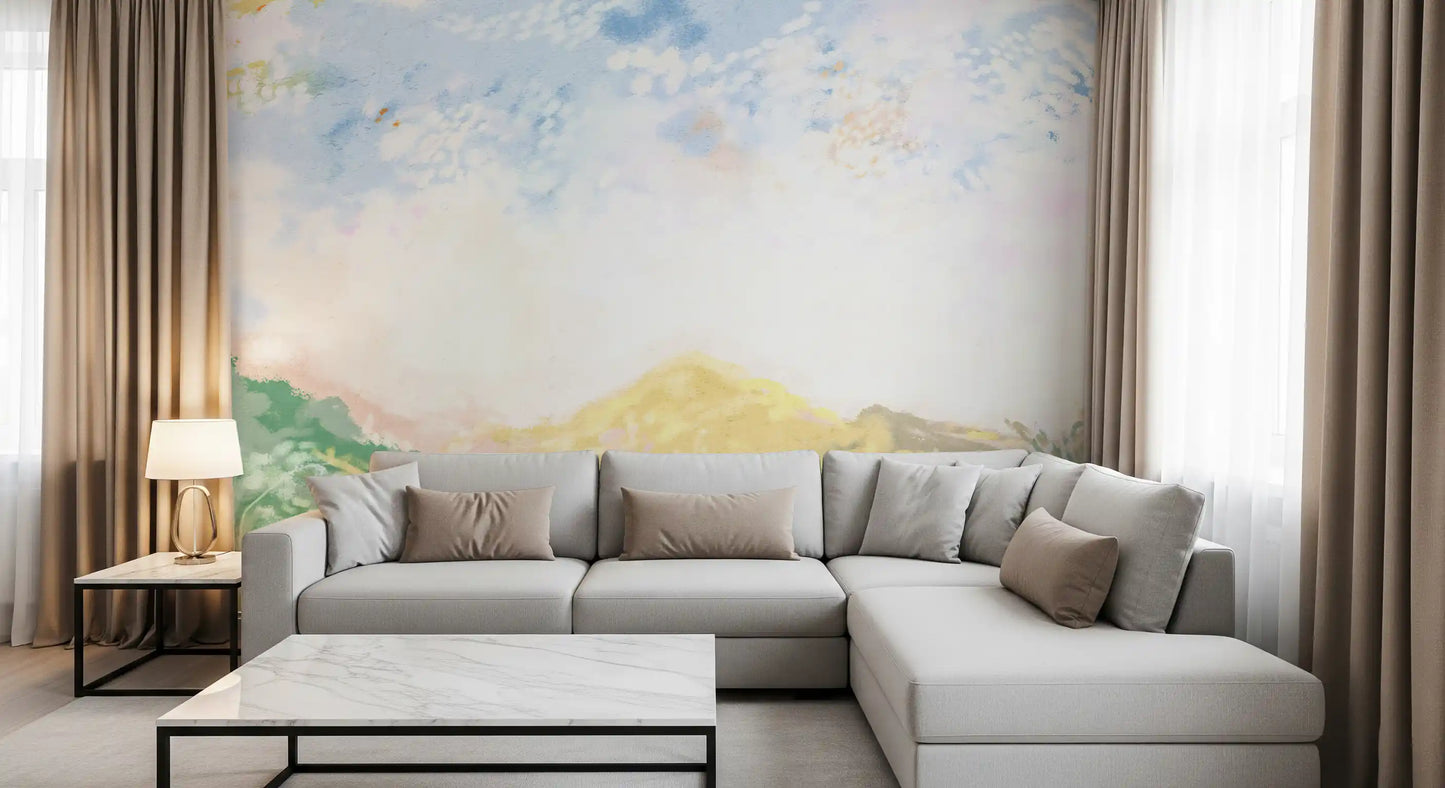 Dromerige Horizon Kleuren Weide impressionistische olieverf Muurmuur