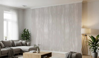 Bright lounge space showcasing a pale neutral wall mural.