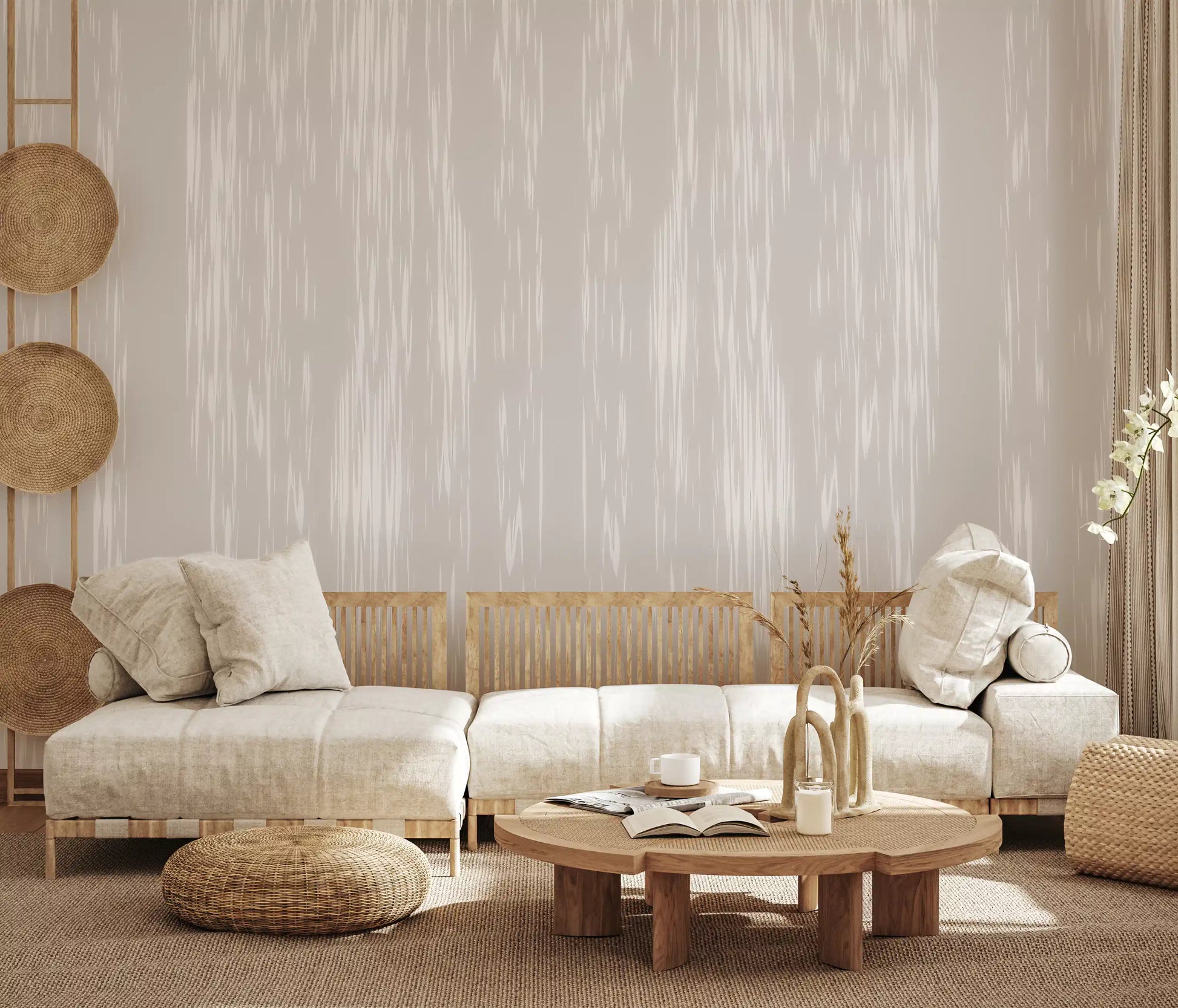 Detailed look at the pale markings within this abstract wall mural.