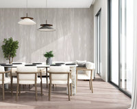 Dining room interior featuring a neutral elegance wall mural.