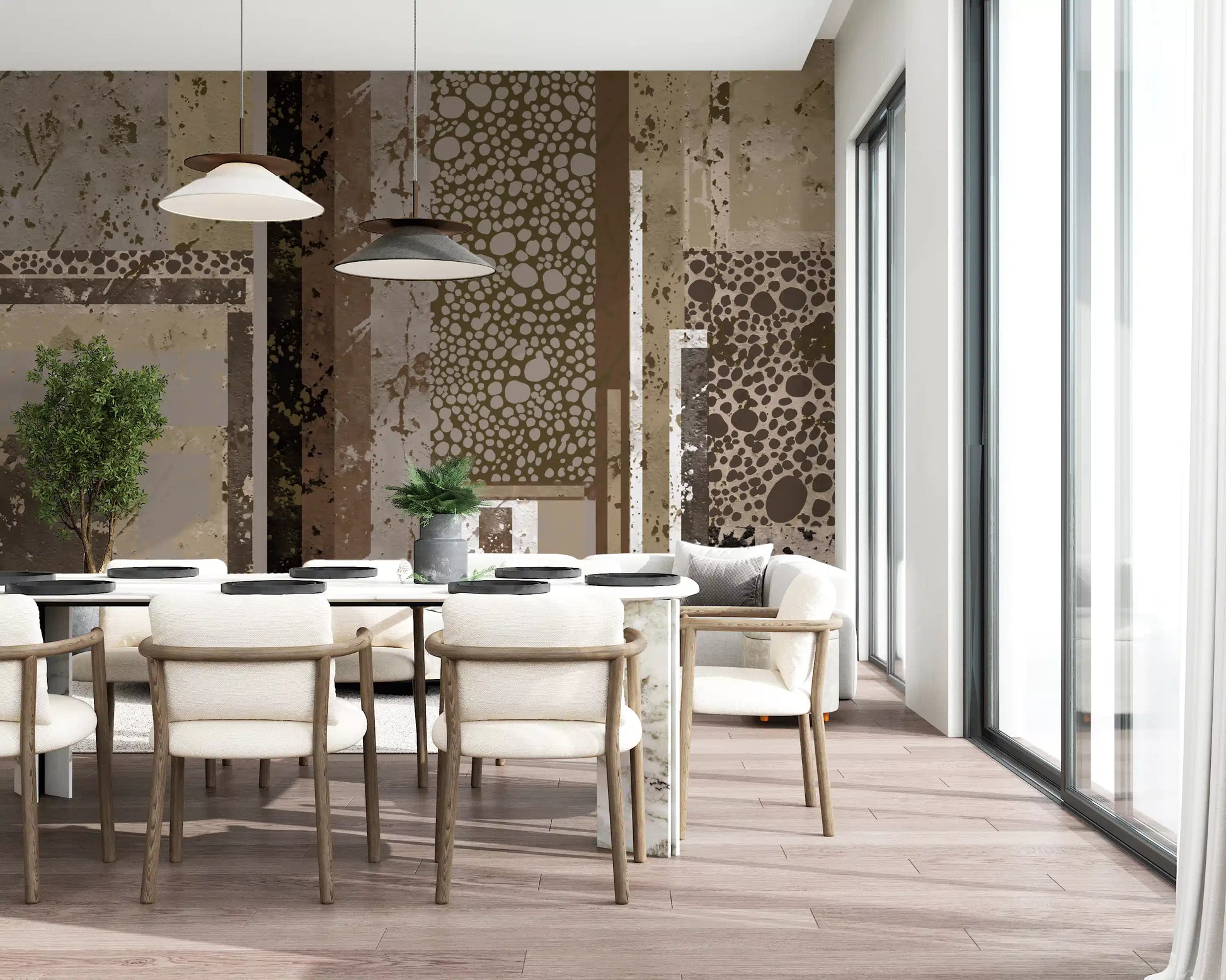 Urban Patina Collage Abstract Geometric Wall Mural