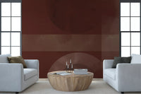 An inviting lounge environment enhanced by a deep brown harmony wall mural