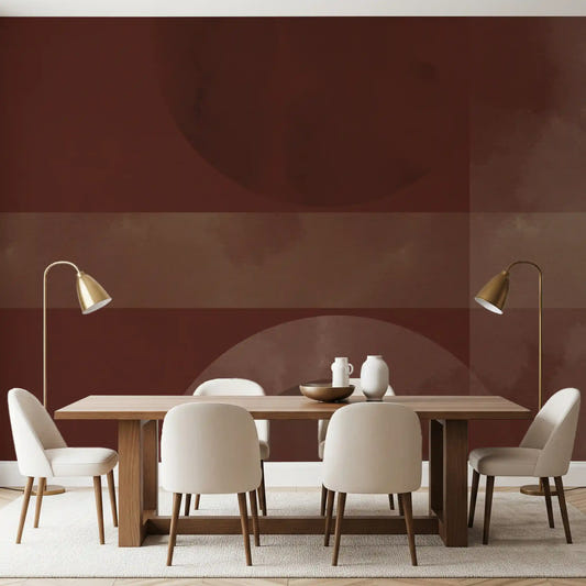 Dining room with Sienna & Clay Harmony abstract geometric shapes wall mural