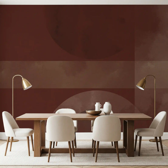 Dining room with Sienna & Clay Harmony abstract geometric shapes wall mural