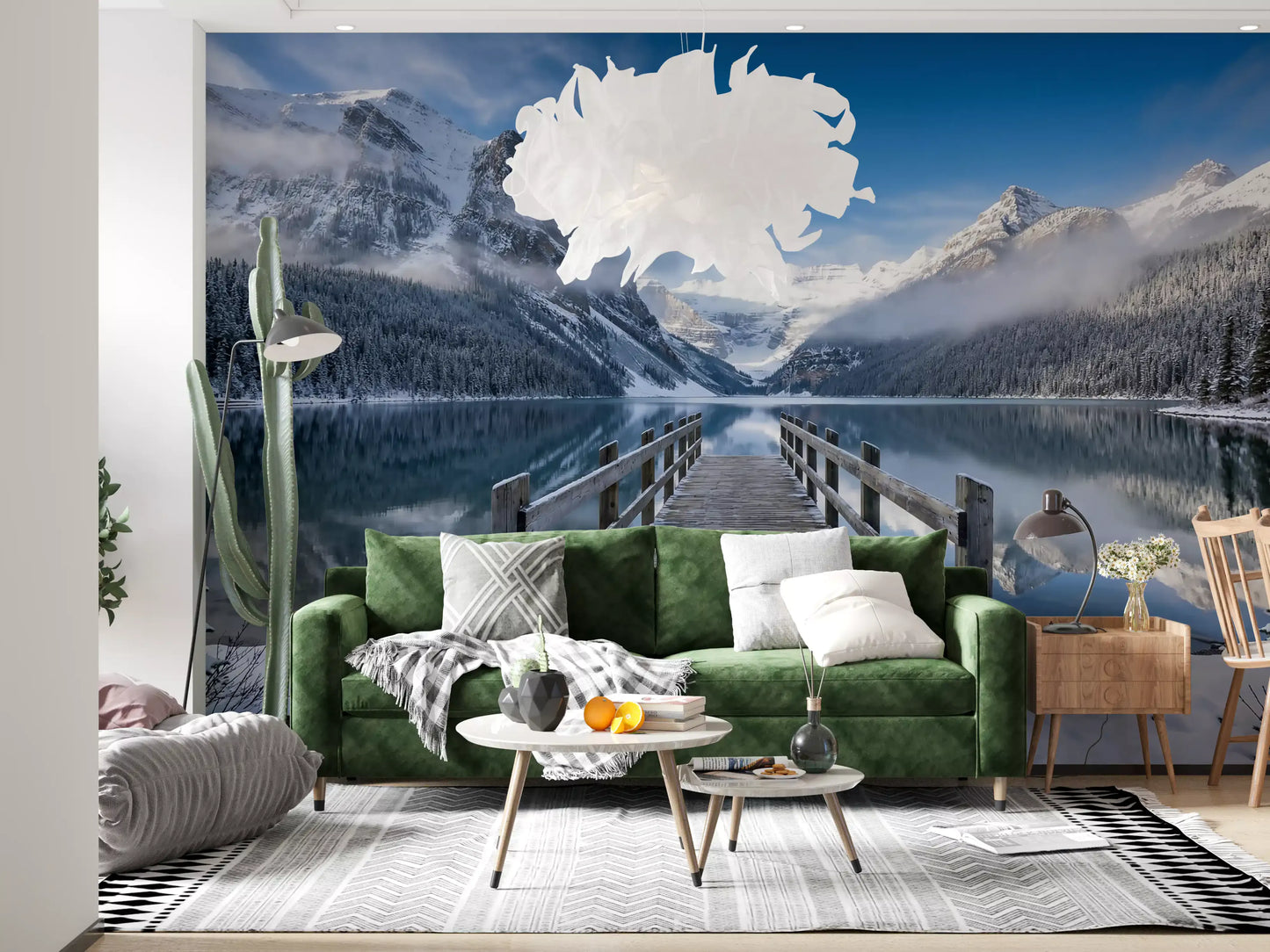 Mural de Pared Serenidad Invernal en Lago Alpino