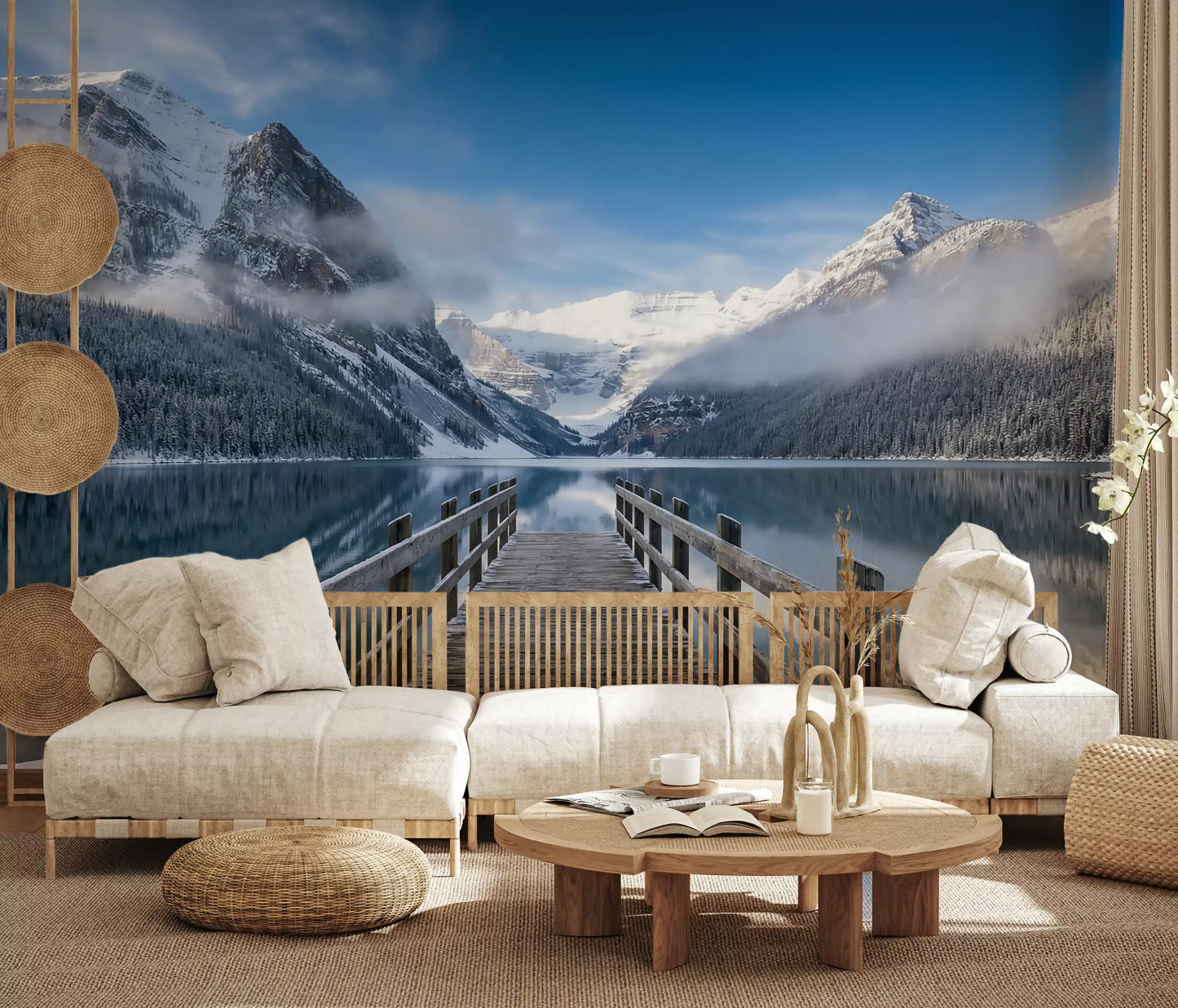 Mural de Pared Serenidad Invernal en Lago Alpino