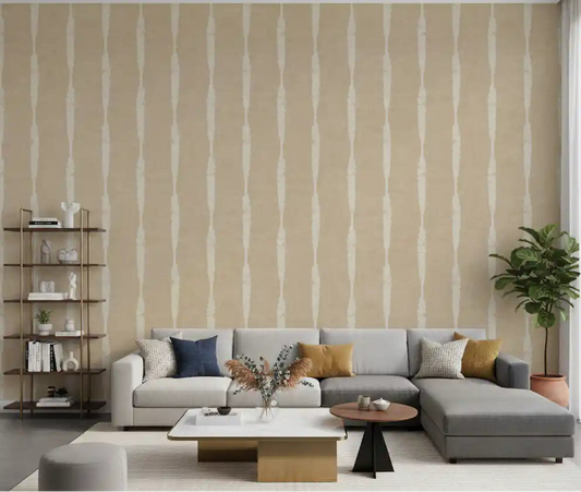 Bright living room featuring the Stripes  Textured wallpaper.
