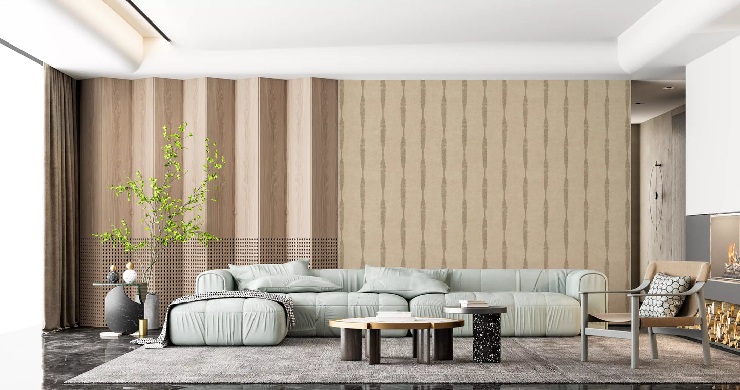 Kaki texturerade slitna ränder på varm beige tapet⁠