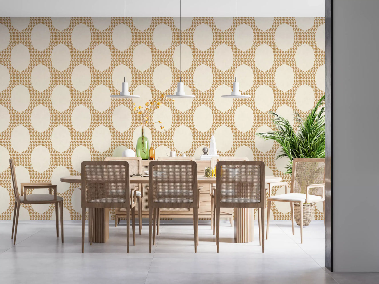 Strandiger Boho Goldener Mosaik-Tapete