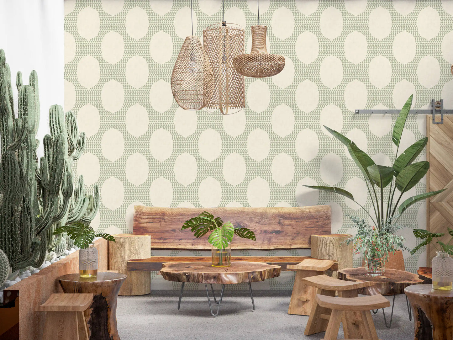 Rantahenkinen boho-rantaviher mosaiikkiseinämaalaus