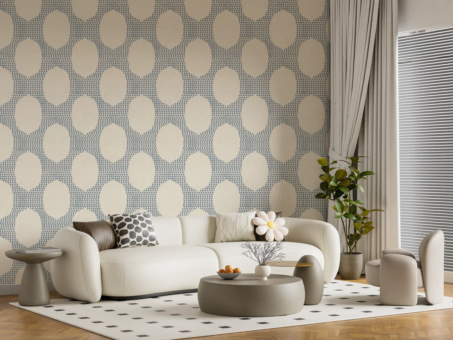 Strandiger Boho Schieferblauer Mosaik-Tapete